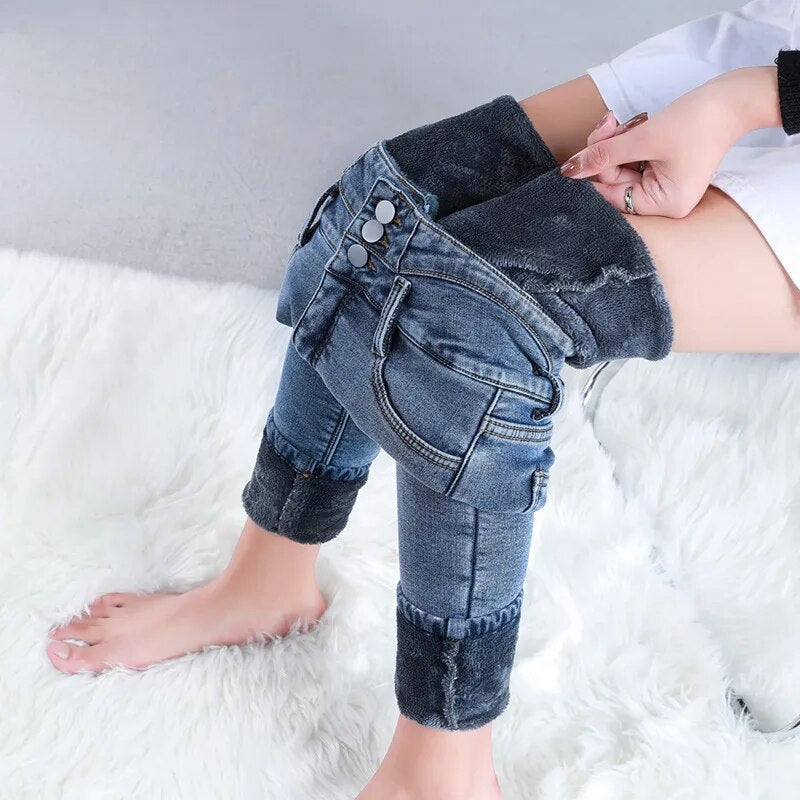 Meruna stretch jeans met fleecevoering