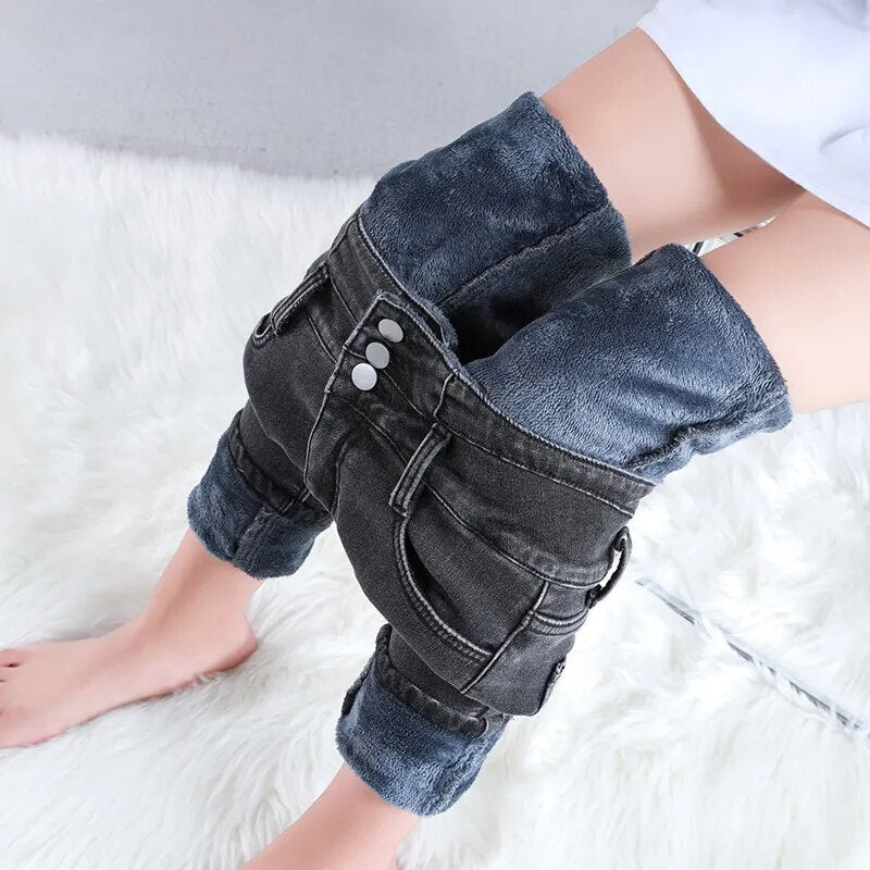 Meruna stretch jeans met fleecevoering