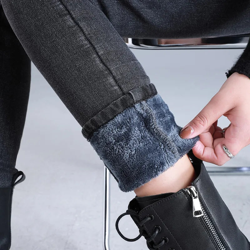Meruna stretch jeans met fleecevoering
