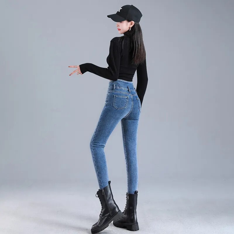 Meruna stretch jeans met fleecevoering